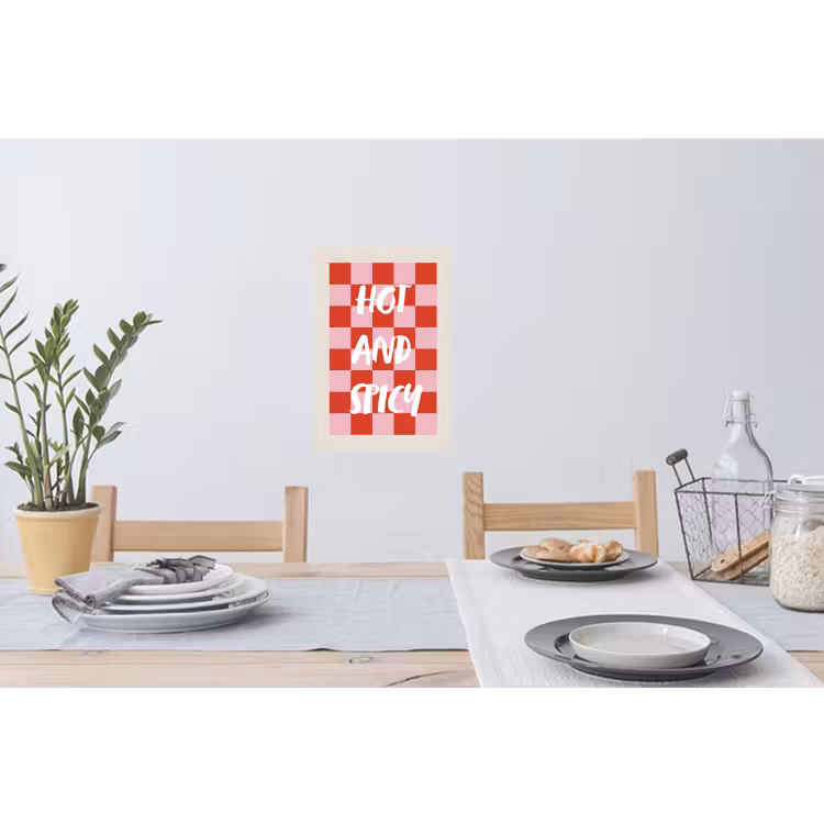 Muursticker - Hot - Spicy - Geruit - Rood — 3