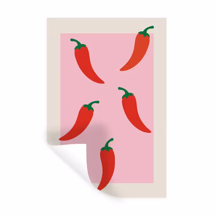 Muursticker - Pepers - Rood - Illustratie — 1