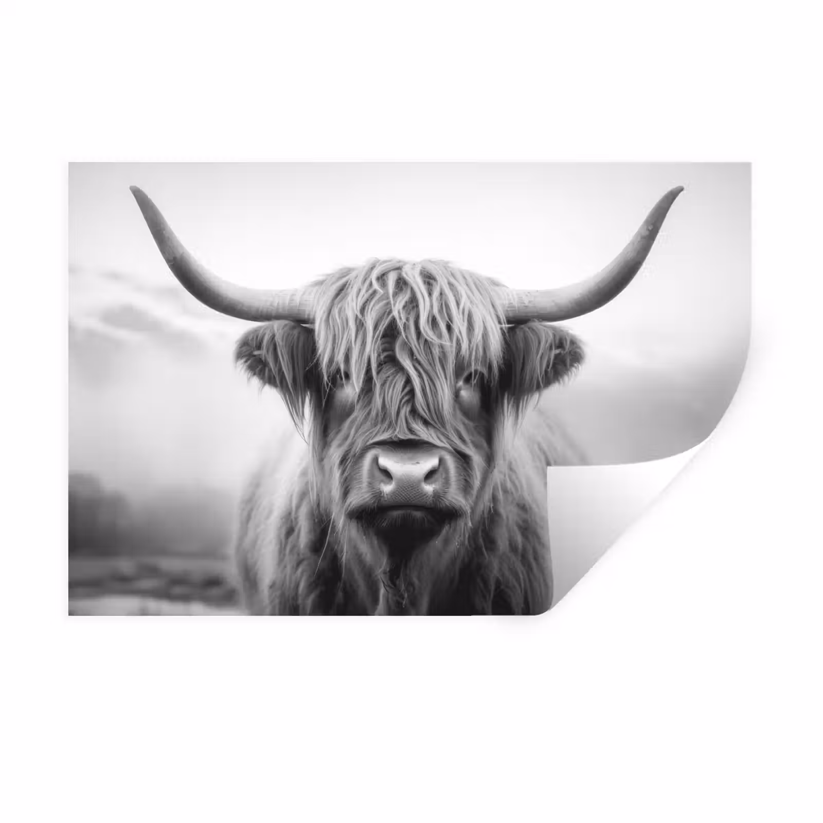 Muursticker - Schotse hooglander - Mist - Zwart - Wit — 1