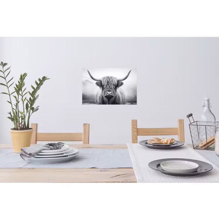 Muursticker - Schotse hooglander - Mist - Zwart - Wit — 3