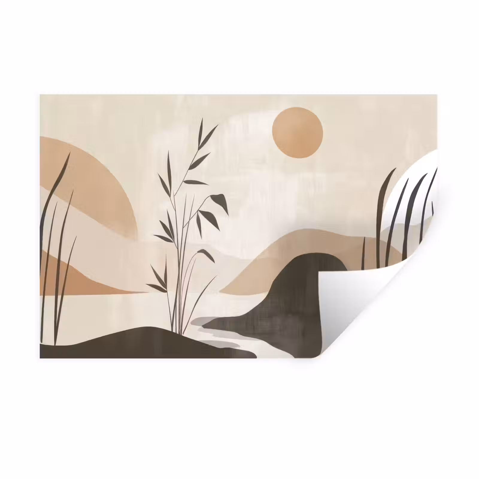 Muursticker - Japandi - Landschap - Beige — 1