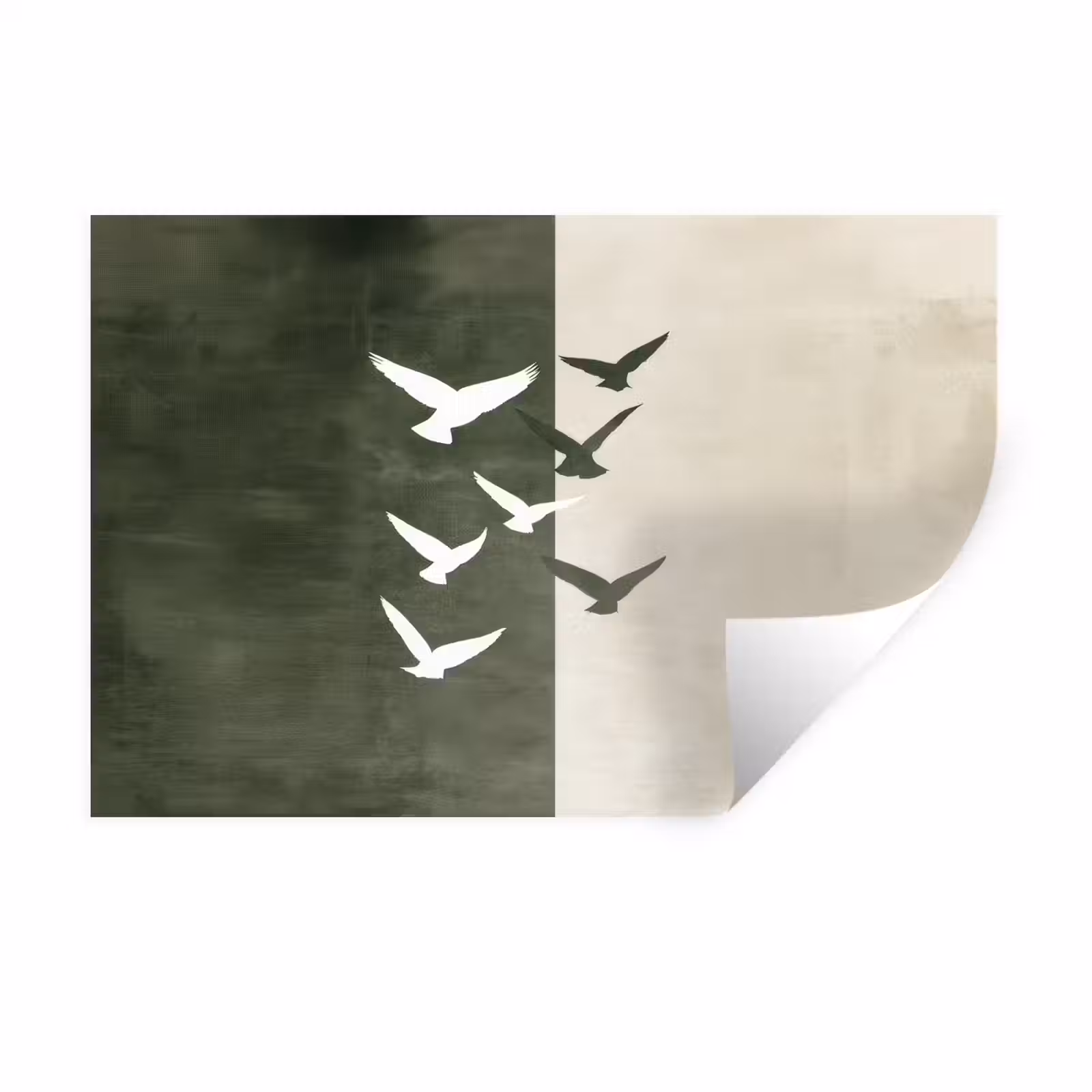 Muursticker - Japandi - Vogel - Groen — 1