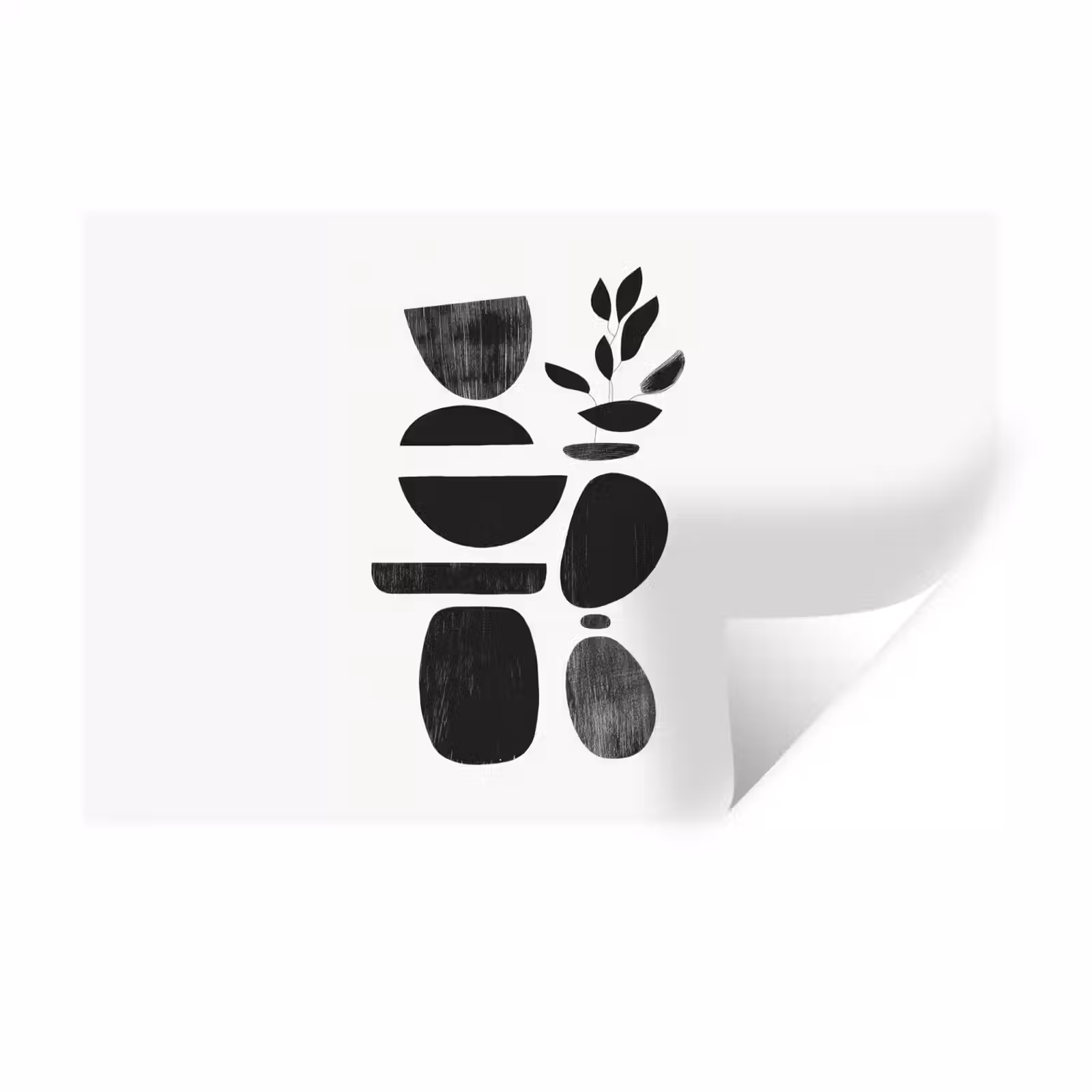 Muursticker - Japandi - Zwart - Abstract — 1