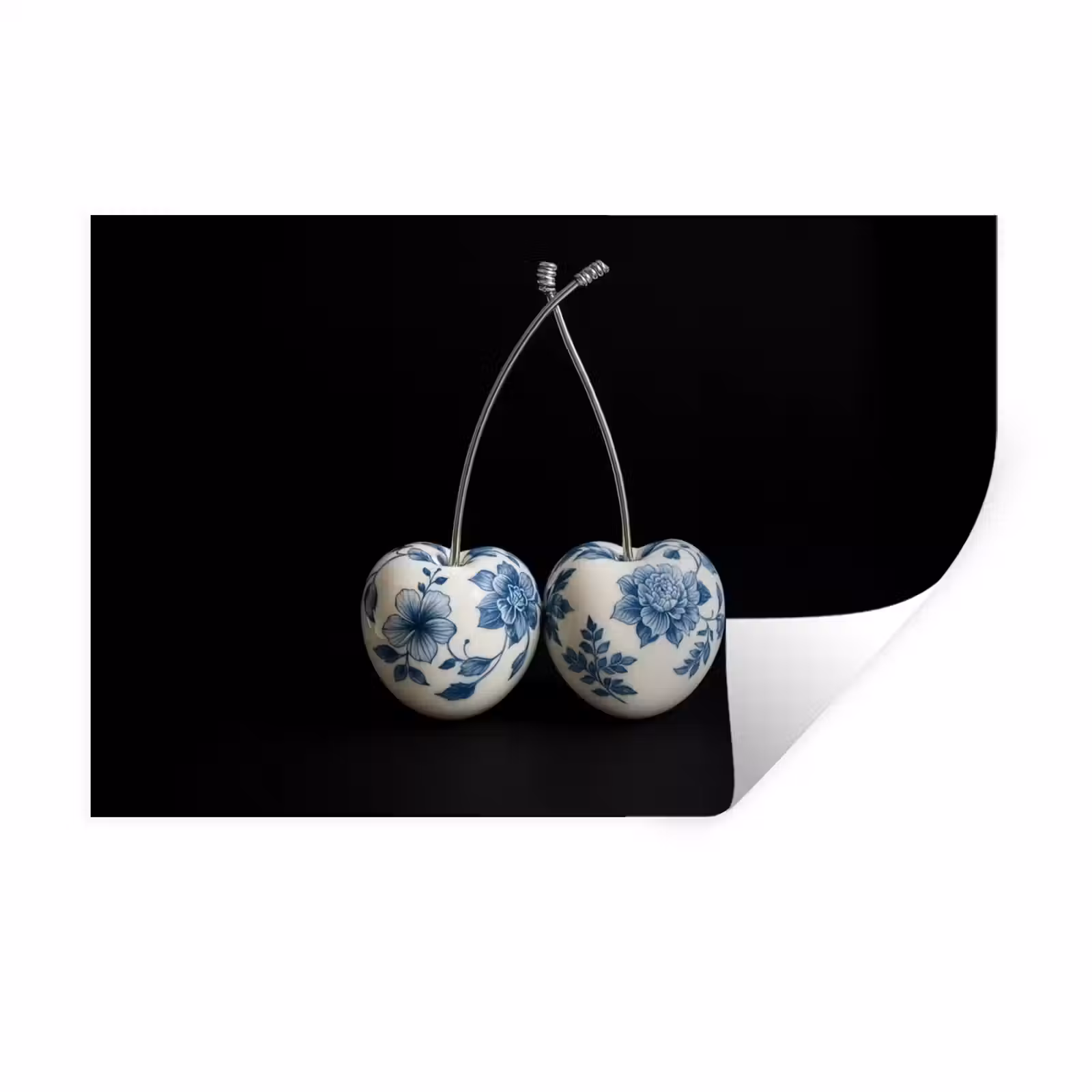 Muursticker - Kersen - Delfts blauw - Fruit — 1