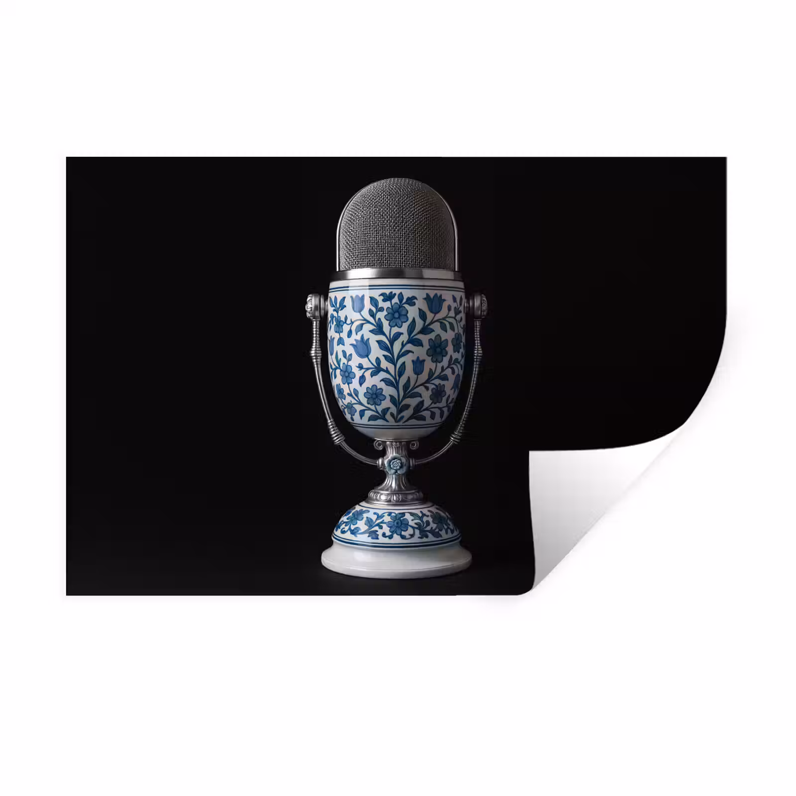 Muursticker - Microfoon - Delfts blauw - Muziek — 1