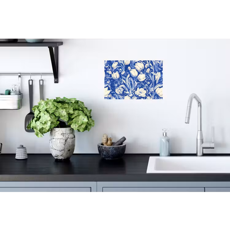 Muursticker - Bloemen - Delfts Blauw - Patroon - Tulp — 2