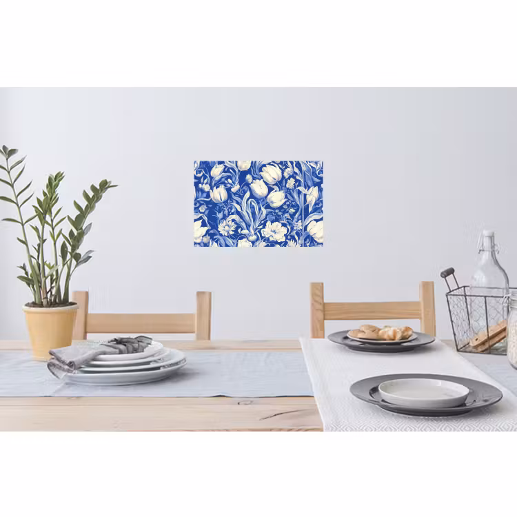 Muursticker - Bloemen - Delfts Blauw - Patroon - Tulp — 3