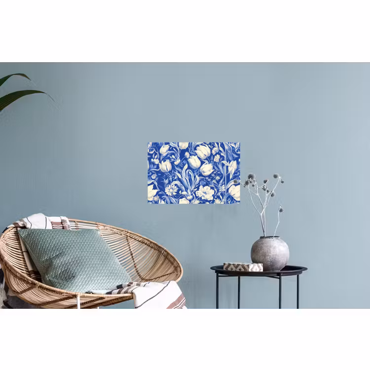 Muursticker - Bloemen - Delfts Blauw - Patroon - Tulp — 4