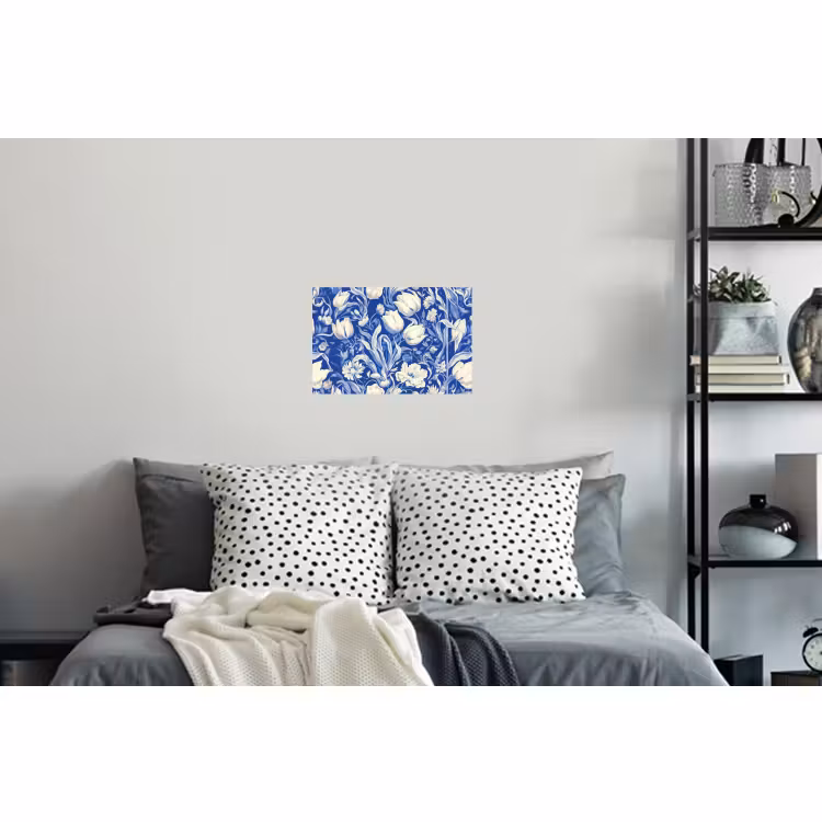 Muursticker - Bloemen - Delfts Blauw - Patroon - Tulp — 5