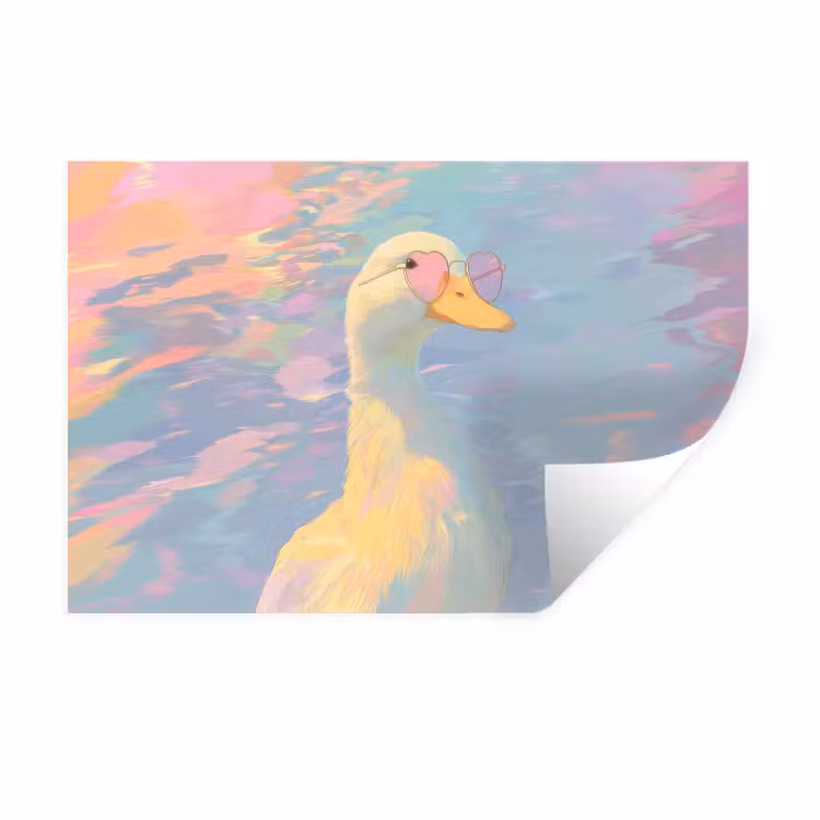 Muursticker - Eend - Zonnebril - Water — 1