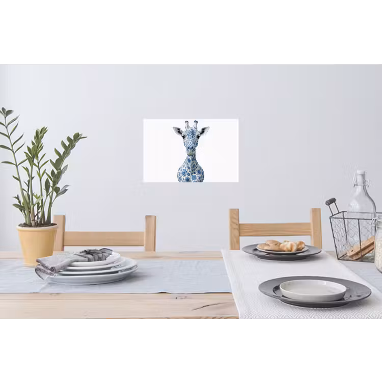 Muursticker - Giraffe - Delfts blauw - Dieren - Minimalistisch — 3