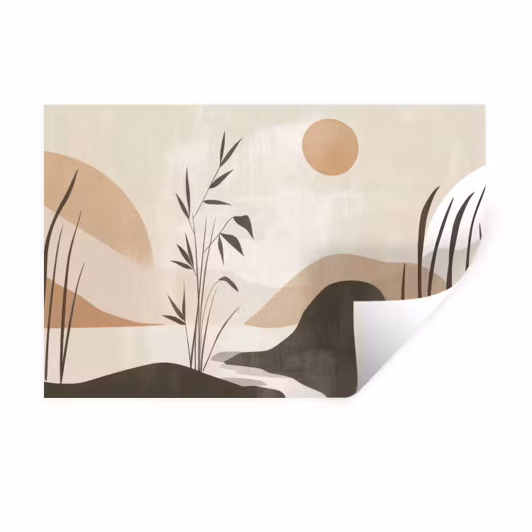 Muursticker - Japandi - Landschap - Beige — 1