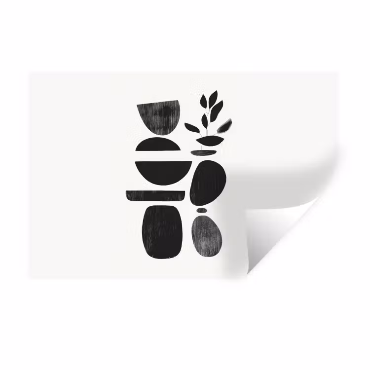 Muursticker - Japandi - Zwart - Abstract — 1