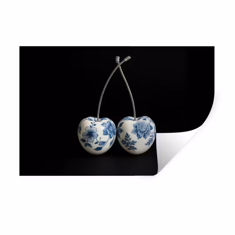Muursticker - Kersen - Delfts blauw - Fruit — 1
