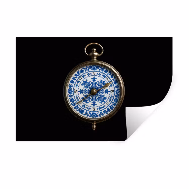 Muursticker - Kompas - Delfts blauw - Zwart — 1