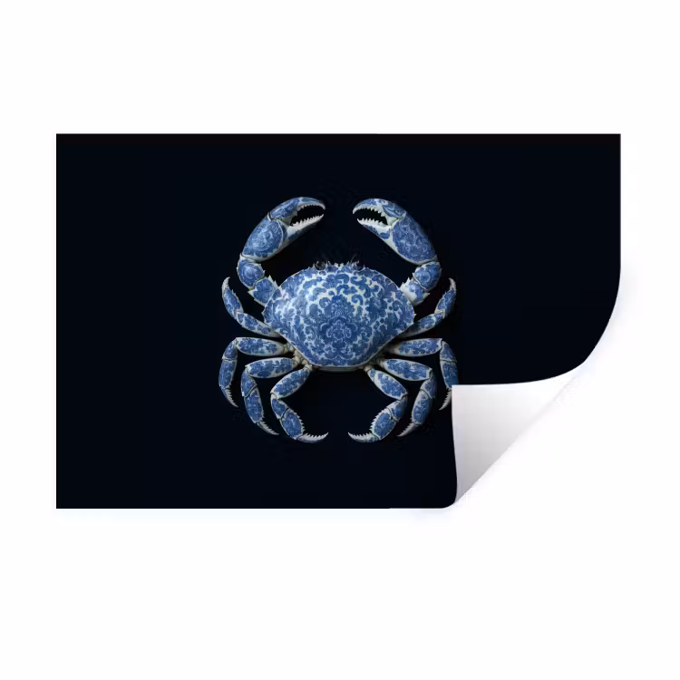 Muursticker - Krab - Delfts blauw - Dieren — 1