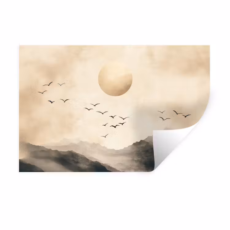 Muursticker - Landschap - Japandi - vogel — 1
