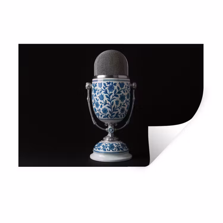 Muursticker - Microfoon - Delfts blauw - Muziek — 1