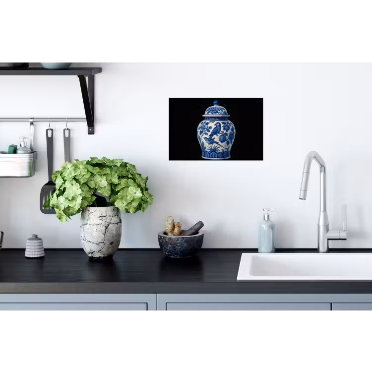 Muursticker - Pot - Delfts Blauw - Bloemen — 2