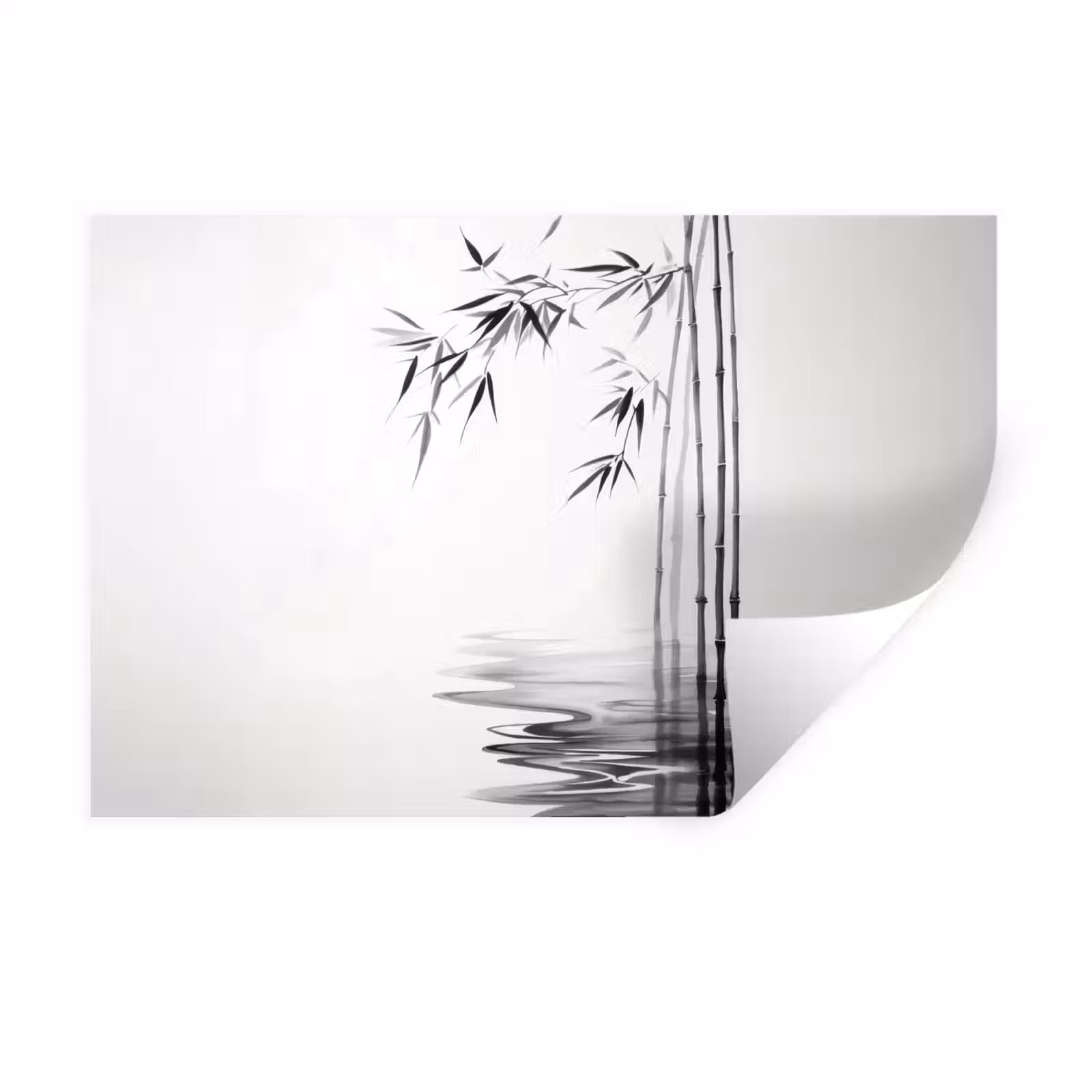 Muursticker - Bamboestammen - Water - Minimalistisch - Wit — 1
