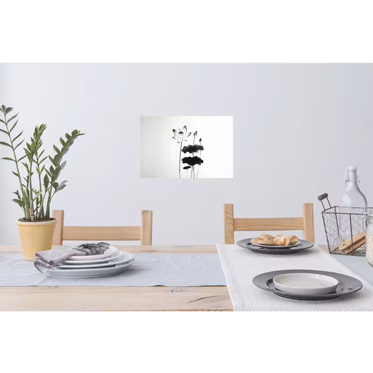 Muursticker - Bladeren - Zwart - Lotusbloem - Minimalitisch — 3