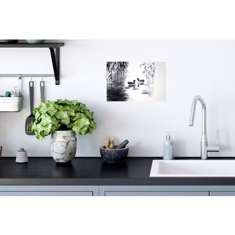 Muursticker - Eenden - Waterlelies - Riet - Zwart — 2
