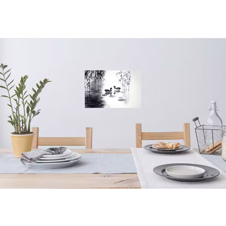 Muursticker - Eenden - Waterlelies - Riet - Zwart — 3