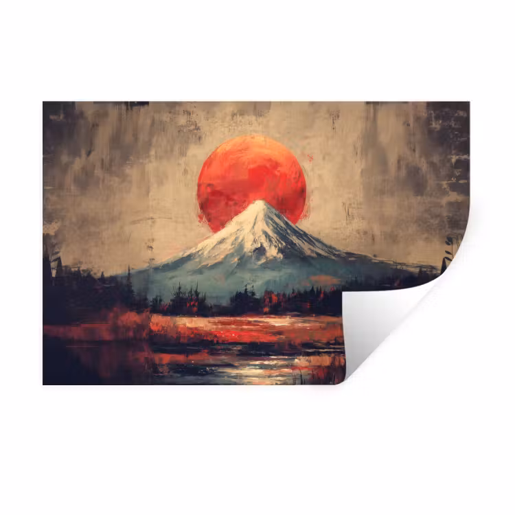 Muursticker - Bergtop - Sneeuw - Zon — 1