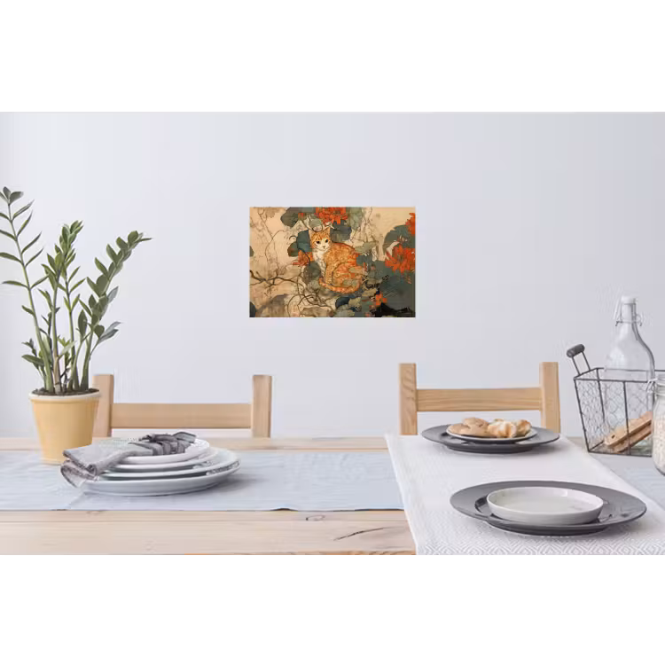 Muursticker - Kat - Sierlijk - Bloemen — 3