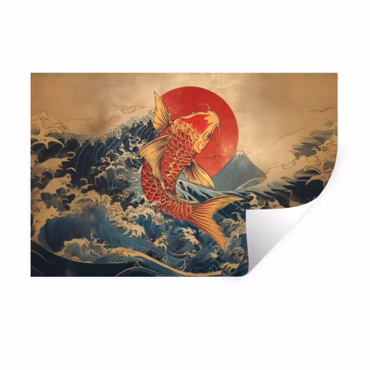 Muursticker - Koi - Zee - Golven - Zon — 1