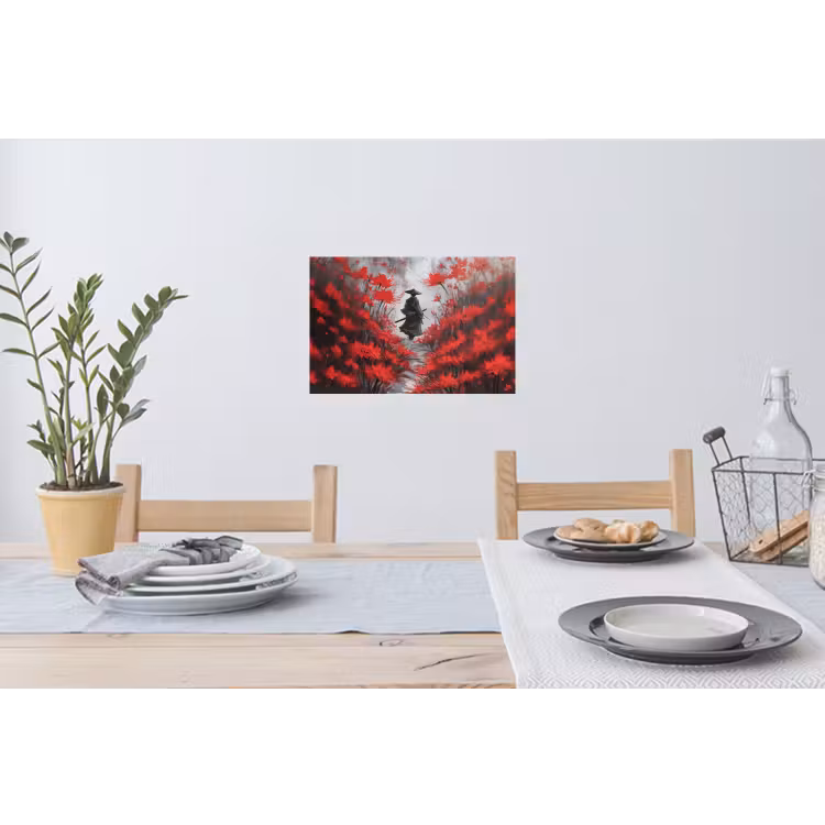 Muursticker - Rode bloemen - mistig - Man — 3