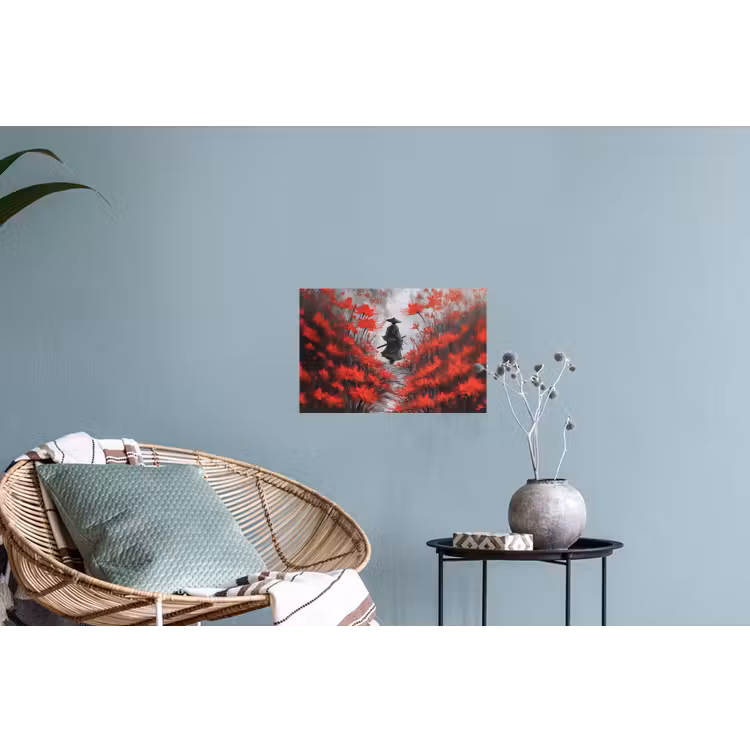 Muursticker - Rode bloemen - mistig - Man — 4