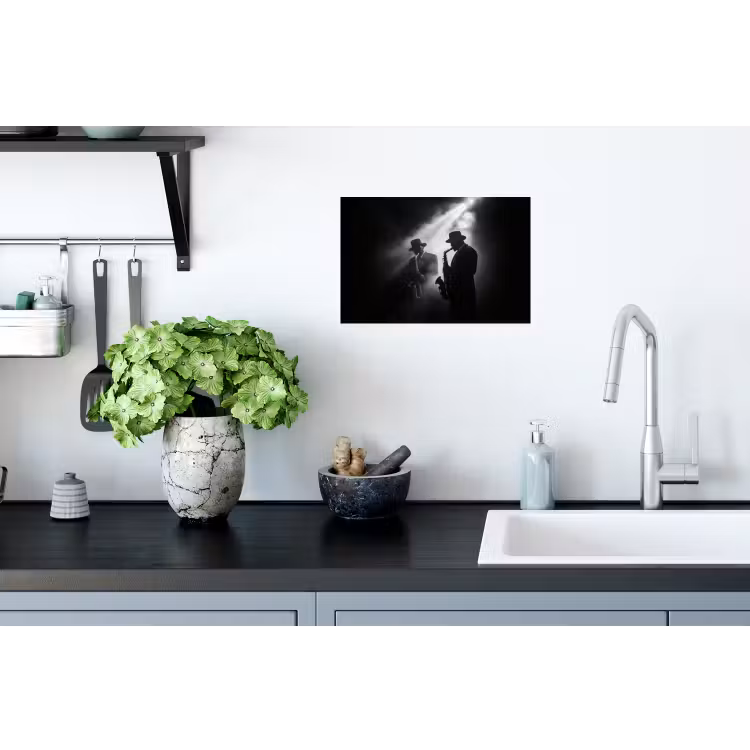 Muursticker - Saxofonisten - Hoeden - Rook - Licht — 2