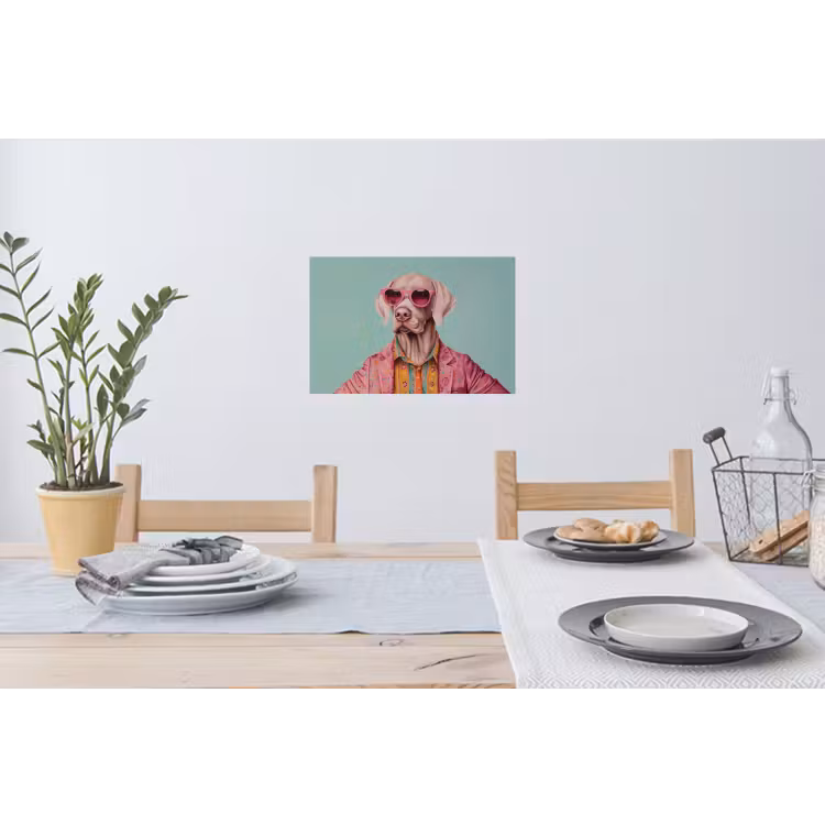 Muursticker - Hond - Overhemd - Bloemen - Bril — 3