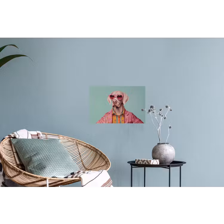 Muursticker - Hond - Overhemd - Bloemen - Bril — 4