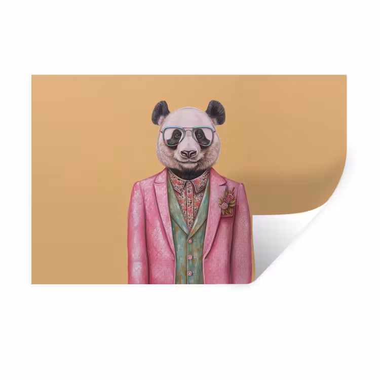 Muursticker - Panda - Pak - Zonnebril - Blauw — 1
