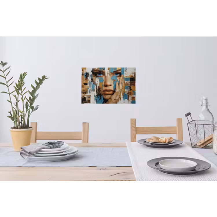 Muursticker - Abstract - Penseelstreken - Blauw - Gezicht — 3
