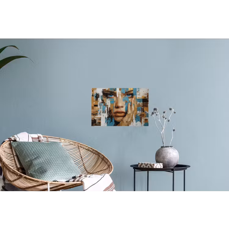 Muursticker - Abstract - Penseelstreken - Blauw - Gezicht — 4