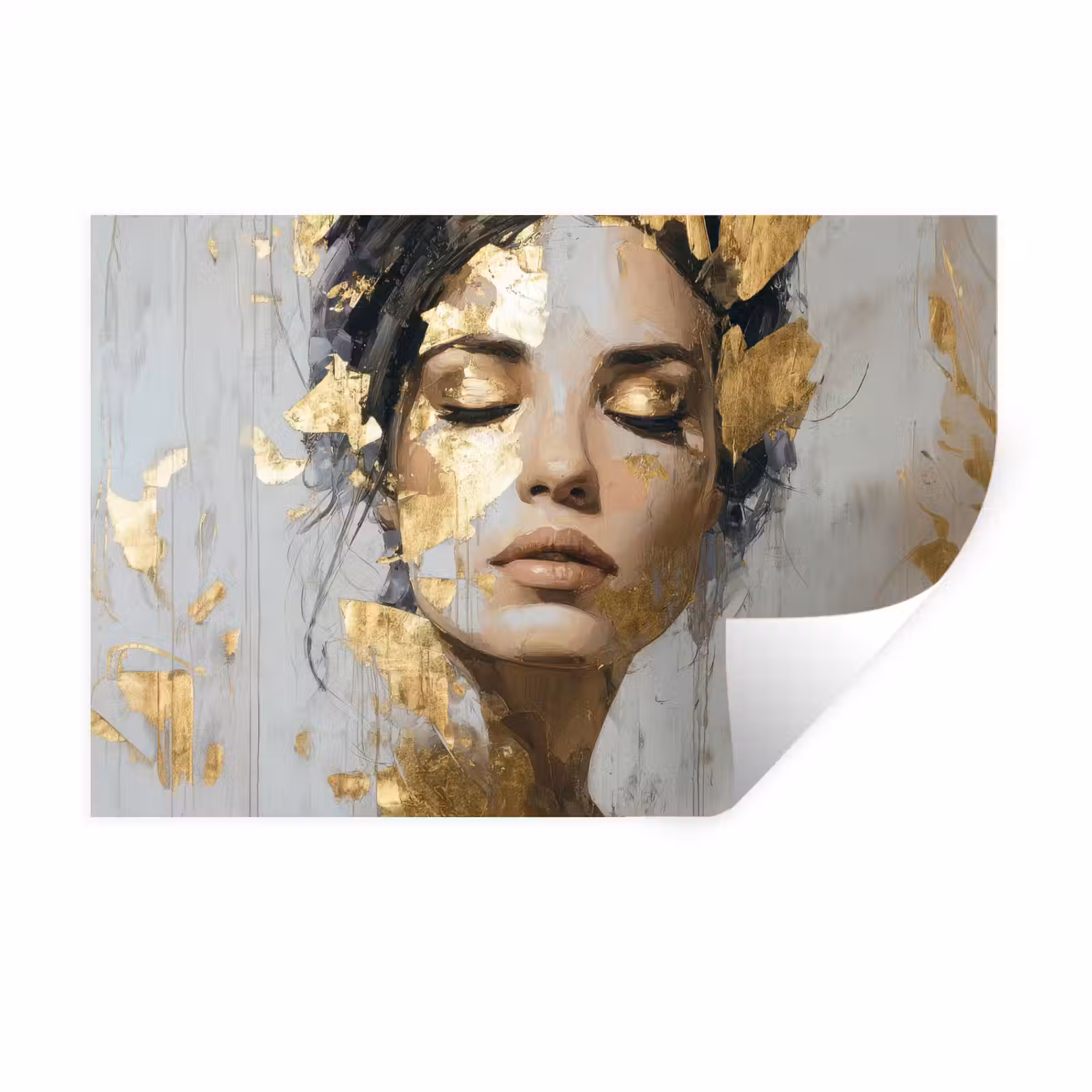 Muursticker - Sierlijk - Vrouw - Goud - Ogen — 1