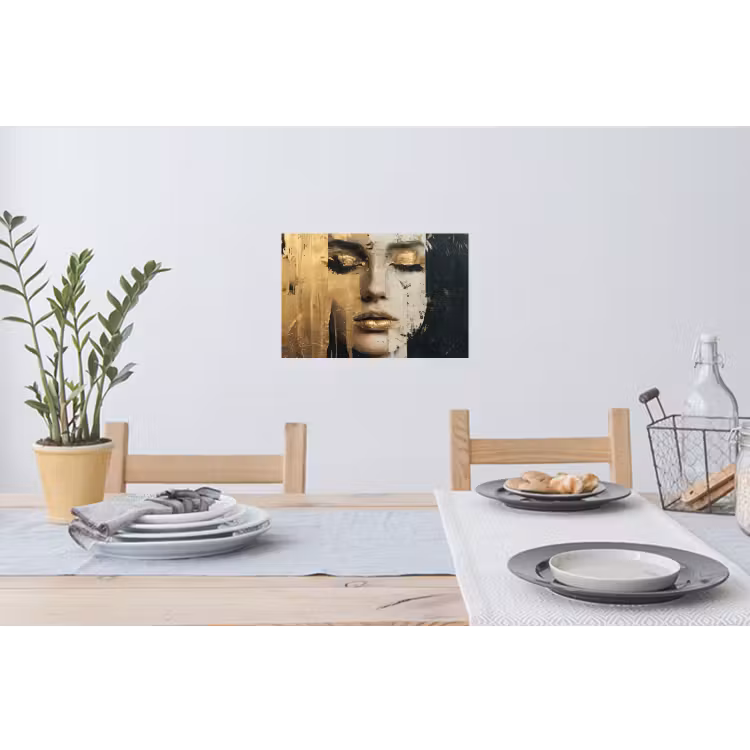 Muursticker - Abstract - Goud - Gezicht - Lippen — 3