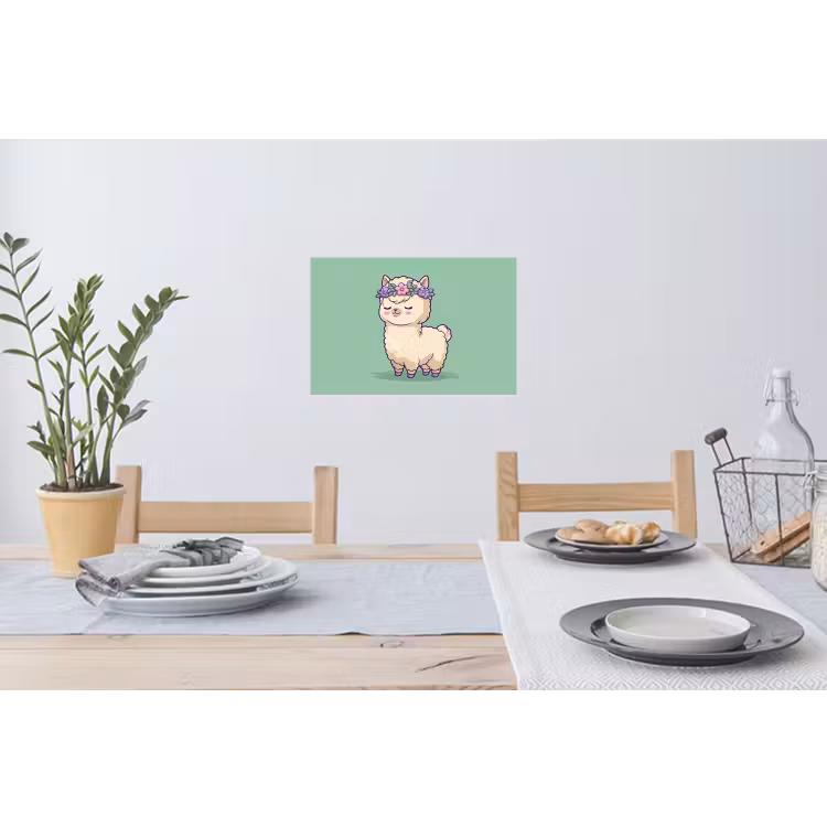 Muursticker - Alpaca - Groen - Bloemendiadeem — 3