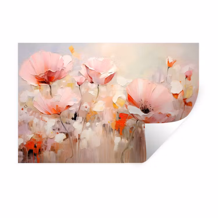 Muursticker - Bloemen - Watercolor - Roze - Abstract - Kunst — 1