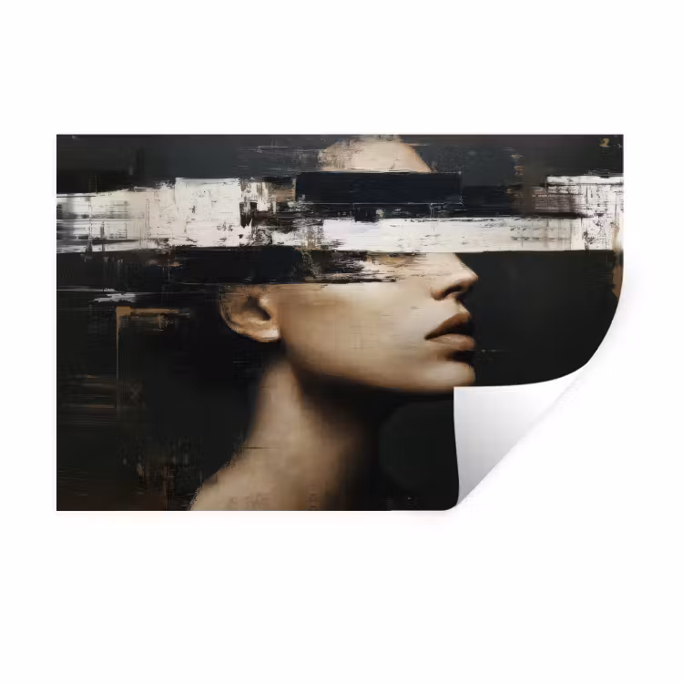 Muursticker - Gezicht - Vrouw - Zwart - Abstract — 1