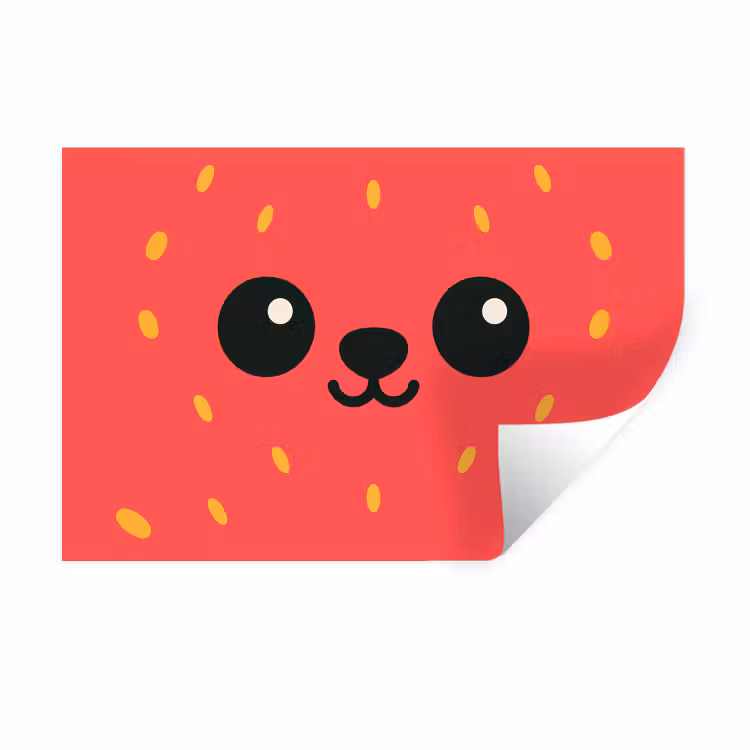 Muursticker - Kat - Aardbei - Cartoon — 1