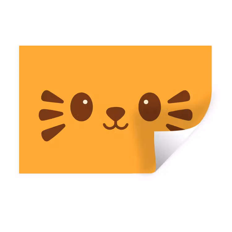 Muursticker - Kat - Simplistisch - Oranje - Vrolijk — 1