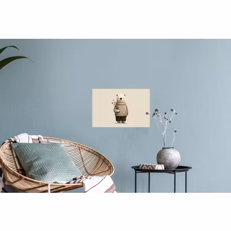 Muursticker - Knuffelbeer - Oranje bloemen - Vriendelijk — 4