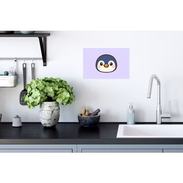 Muursticker - Pinguïn - Paars - Schattig — 2
