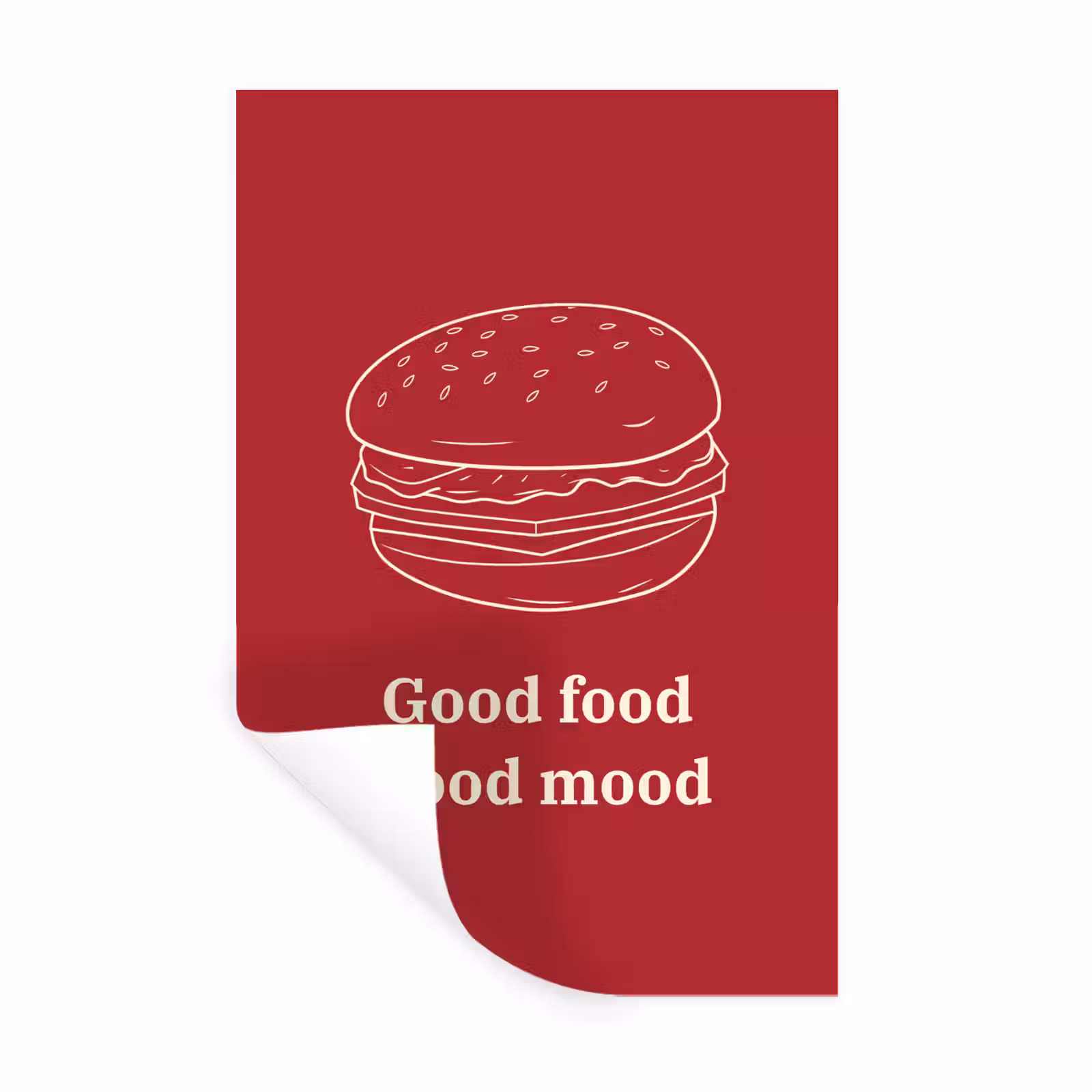 Muursticker - Dieprood - Lijntekening - Tekst - Hamburger — 1