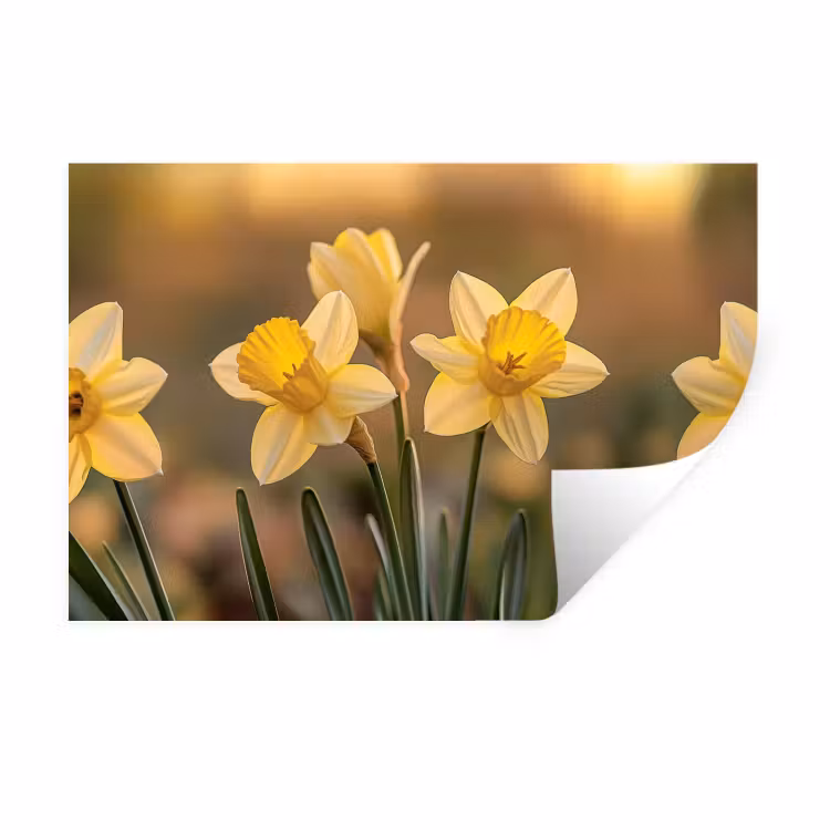 Muursticker - Bloemen - Geel - Wazig — 1