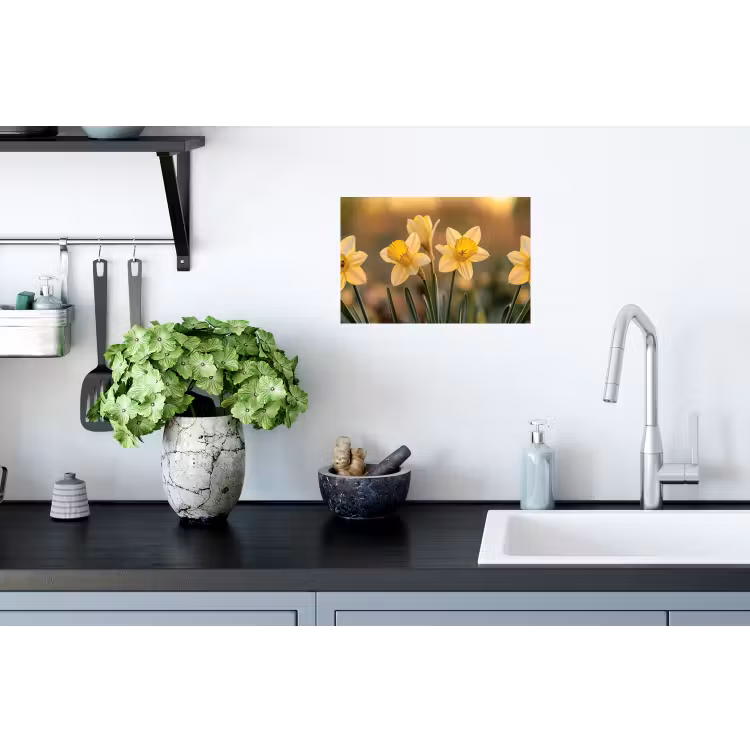 Muursticker - Bloemen - Geel - Wazig — 2